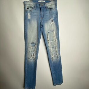 kancan Womens Jeans Sz 26 Light Wash Distressed